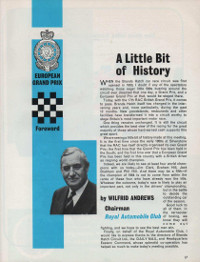 RAC European Grand Prix programme foreword, Brands Hatch Circuit, 11/07/1964