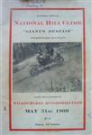 Programme cover of Giants' Despair Hill Climb, 31/05/1909